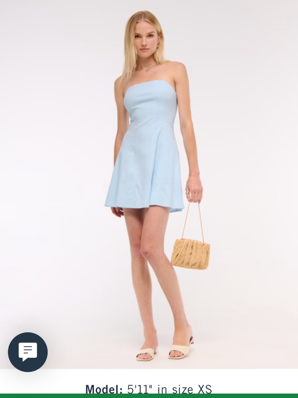 The A&F Mila Strapless Mini Dress Light Blue XXLT Tall